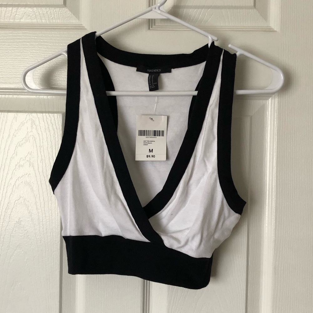 Black & White Knit Crop Top